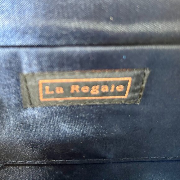 La Regale Crisscross Navy Blue Satin Structured Envelope (Clutch/ Shoulder Bag/ - Picture 15 of 16